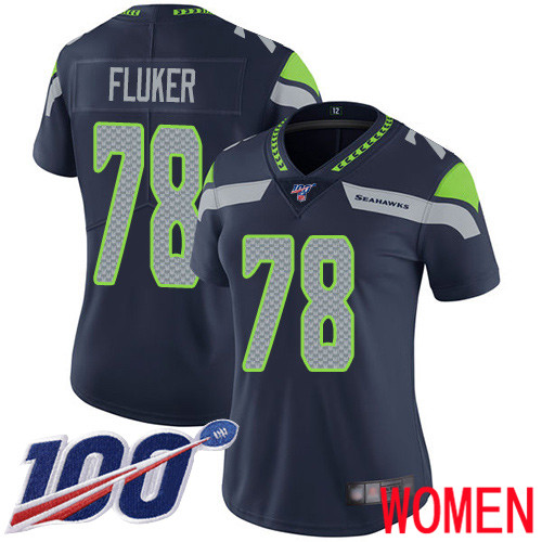 Seattle Seahawks Limited Navy Blue Women D.J. Fluker Home Jersey NFL Football #78 100th Season Vapor Untouchable->seattle seahawks->NFL Jersey